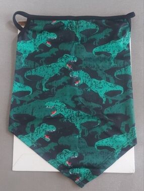Green & Black Dinosaur Print Bandanas For Kids